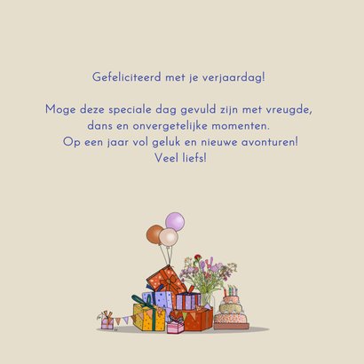 Verjaardagskaart auto met dansende mensen 3