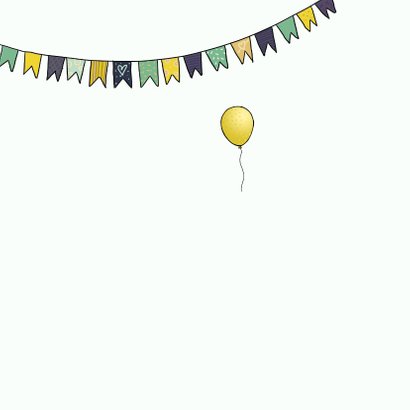 Verjaardagskaart auto mini groen met ballonnen 2