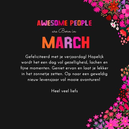 Verjaardagskaart "Awesome people are born in March" 3