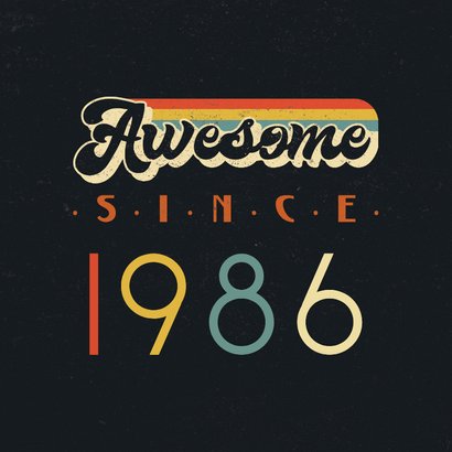 Verjaardagskaart awesome since jaartal aanpasbaar vintage 2
