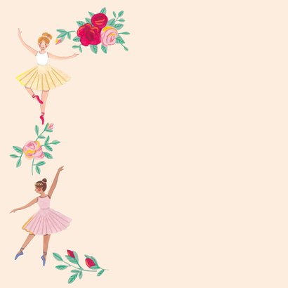 Verjaardagskaart ballerina meisje 3 jaar bloemen feest 2