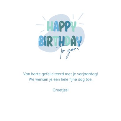 Verjaardagskaart ballonletters happy birthday blauw 3