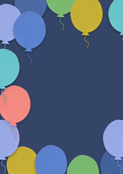 Verjaardagskaart ballonnen blauwe achtergrond 2