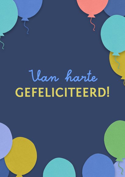 Verjaardagskaart ballonnen blauwe achtergrond 3