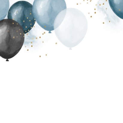 Verjaardagskaart ballonnen confetti blauw goud gefeliciteerd 2