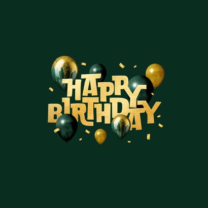 Verjaardagskaart ballonnen goud happy birthday confetti 2