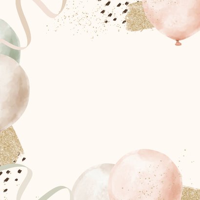 Verjaardagskaart ballonnen pastel confetti goud 2