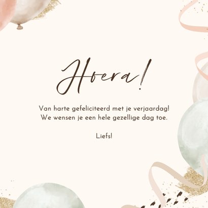 Verjaardagskaart ballonnen pastel confetti goud 3