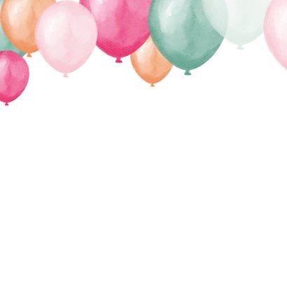 Verjaardagskaart ballonnen roze mint happy birthday 2