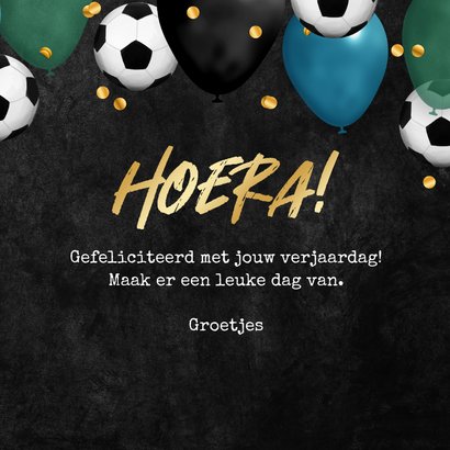 Verjaardagskaart ballonnen voetbal confetti juichen jarig 3