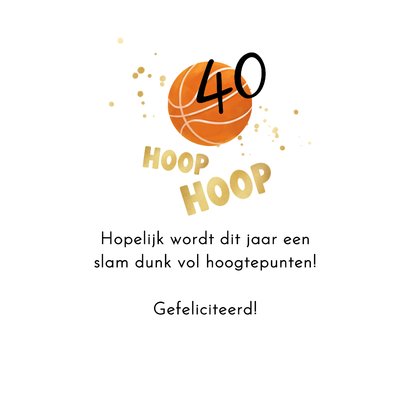 Verjaardagskaart basketbal hoop hoop hooray goud 3