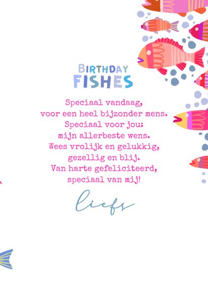 Verjaardagskaart birthday fishes kleurrijk rechthoekig 3