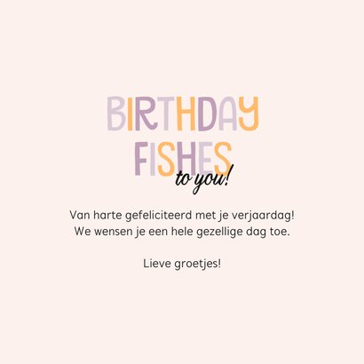 Verjaardagskaart birthday fishes to you met goudvispatroon 3