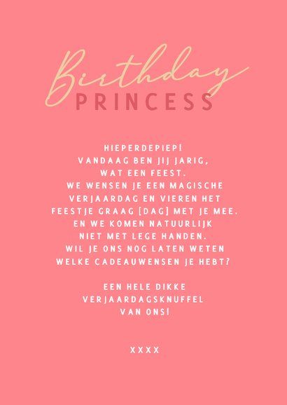 Verjaardagskaart birthday princess sterren 3