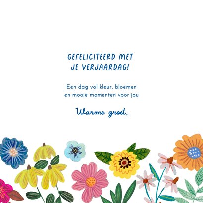 Verjaardagskaart bloem illustratie happy birthday kleurrijk 3