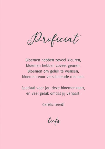 Verjaardagskaart bloemen 70 jaar waterverf proficiat 3