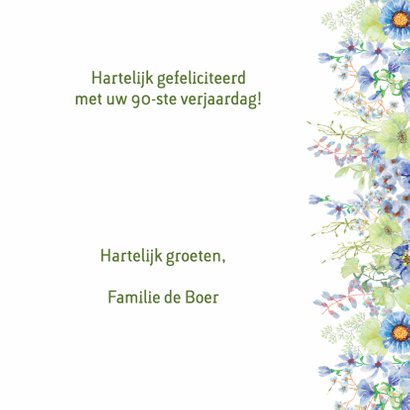 Verjaardagskaart bloemen 90 jaar 3