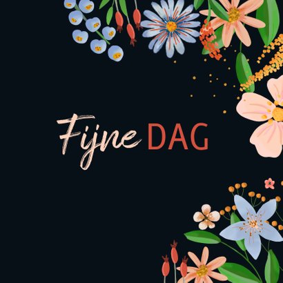 Verjaardagskaart bloemen donkere achtergrond 3