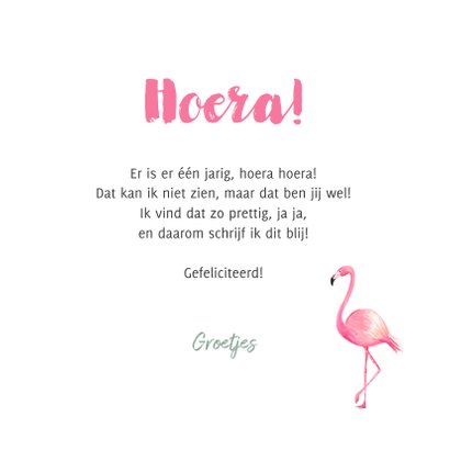 Verjaardagskaart bloemen flamingo zomer 3