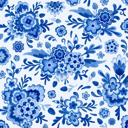 Verjaardagskaart bloemen foto 60 jaar Delfts blauw  2