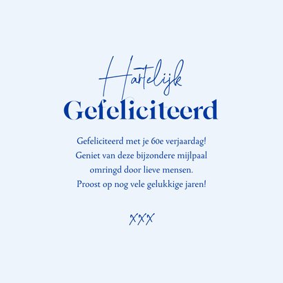 Verjaardagskaart bloemen foto 60 jaar Delfts blauw 3