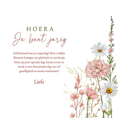 Verjaardagskaart bloemen in pastelkleuren 3