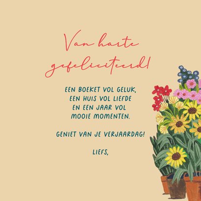 Verjaardagskaart bloemen kat en mediterrane bloemenwinkel 3