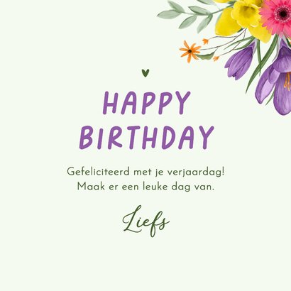 Verjaardagskaart bloemen lente narcis krokus gerbera 3