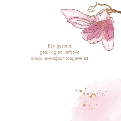 Verjaardagskaart - Bloemen met goudlook en watercolor 3