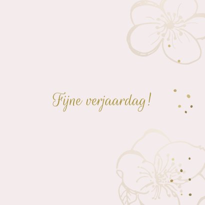 Verjaardagskaart bloemen roze goudlook 3
