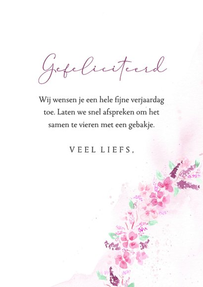 Verjaardagskaart bloemenkrans ovaal met vlinder 3