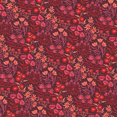 Verjaardagskaart bloemenpatroon met goud en paars 2