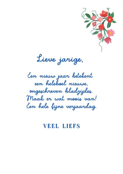 Verjaardagskaart 'boek met bloemen' 3