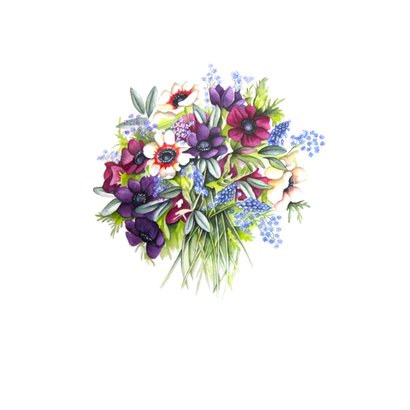 verjaardagskaart boeket annemonen 2