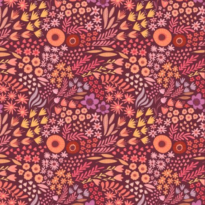Verjaardagskaart bordeaux bloemen vierkant 2