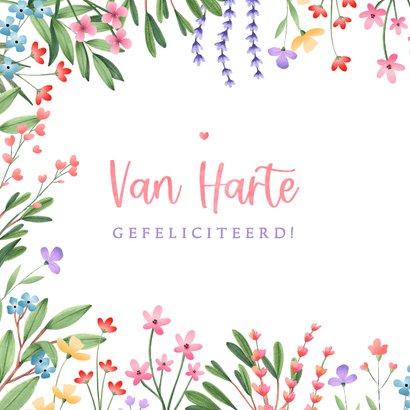 Verjaardagskaart botanisch kleurrijk hoera voor de jarige 2