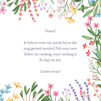 Verjaardagskaart botanisch kleurrijk hoera voor de jarige 3