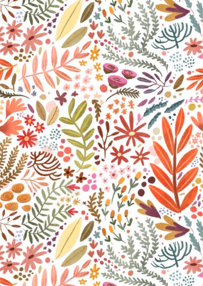 Verjaardagskaart botanisch patroon staand 2