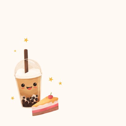 Verjaardagskaart bubble tea taart humor birthday 2