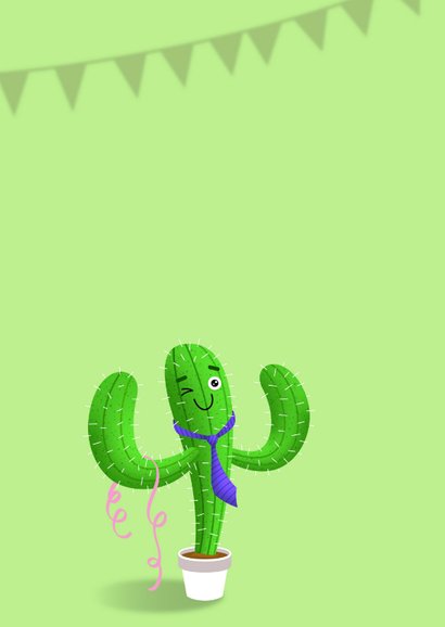 Verjaardagskaart cactus met stropdas 2