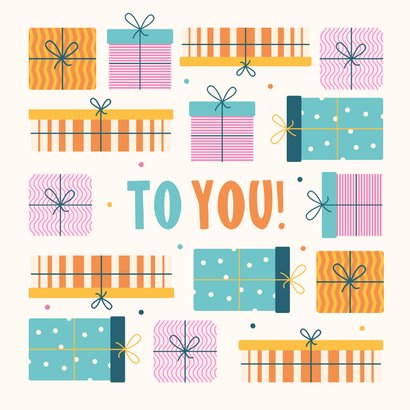 Verjaardagskaart cadeautjes hip modern illustratie 2