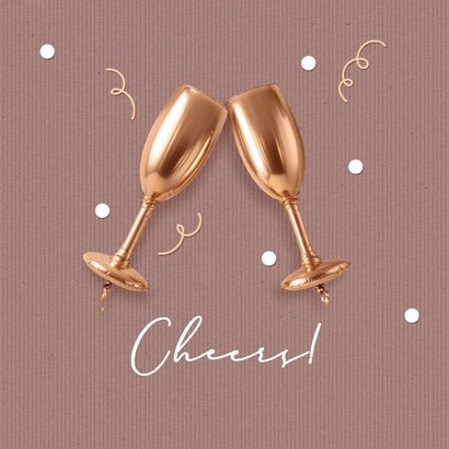 Verjaardagskaart champagne ballonnen cheers oud roze 2