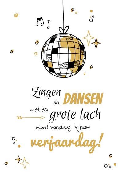 Verjaardagskaart cheers birthday wijn confetti muziek disco 2
