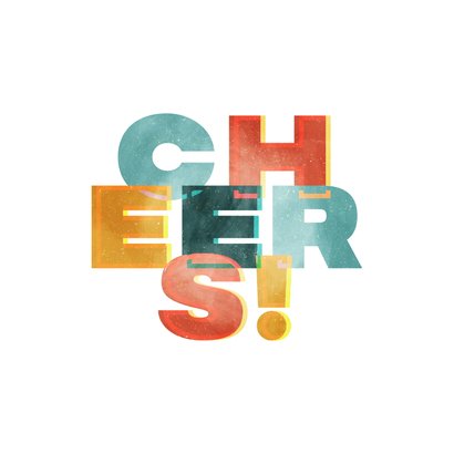 Verjaardagskaart cheers typografisch 2