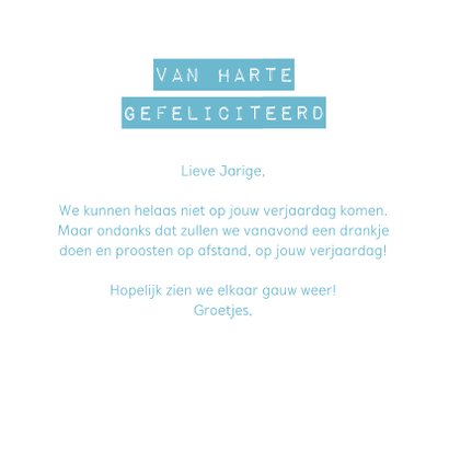 Verjaardagskaart corona taartje quarantaine feestje man 3