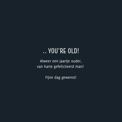 Verjaardagskaart damn bro, you're old typografie blauw 3