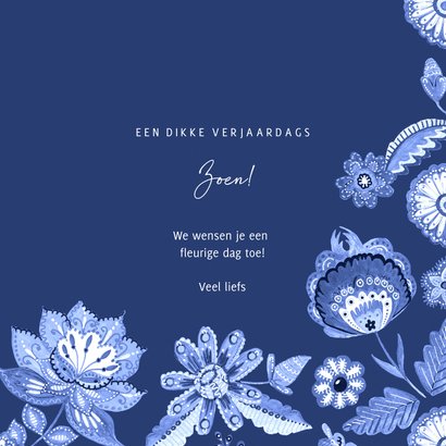 Verjaardagskaart Delfts blauw bloemen 3