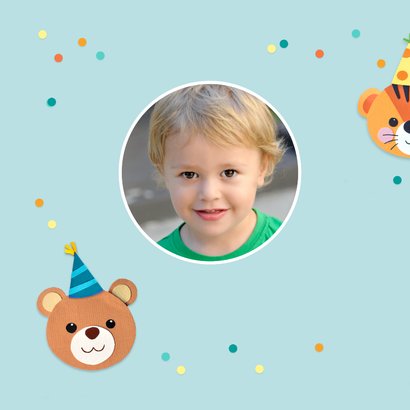 Verjaardagskaart dieren, ballonnen en cadeautjes 2