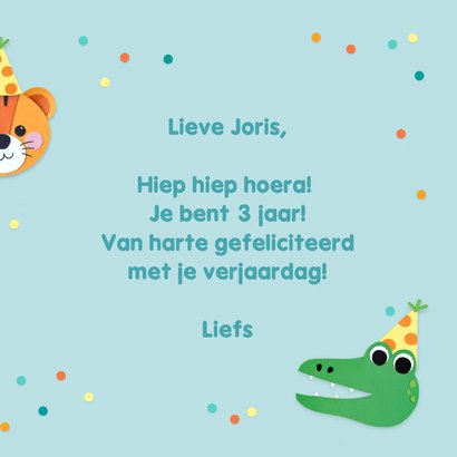 Verjaardagskaart dieren, ballonnen en cadeautjes 3