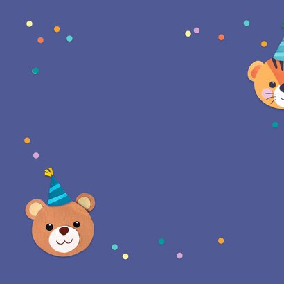 Verjaardagskaart dieren, ballonnen en confetti 2